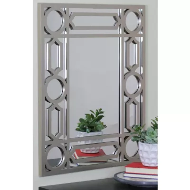 Northlight 29.5" Gray Framed Geometric Design Rectangular Wall Mirror
