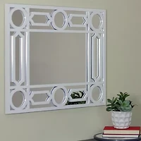 Northlight 29.5" White Framed Geometric Openwork Rectangular Wall Mirror
