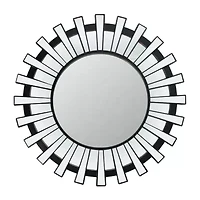 Northlight 25.5" Black Sunburst Mounted Round Wall Mirror