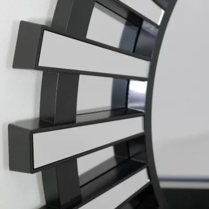 Northlight 25.5" Black Sunburst Mounted Round Wall Mirror