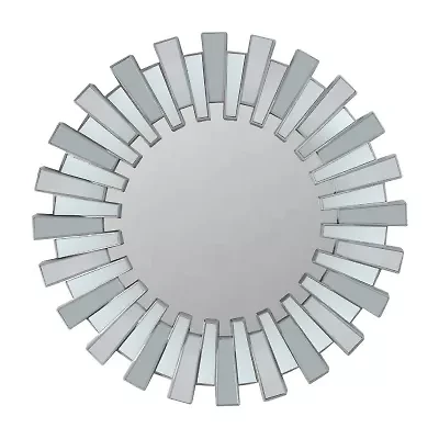 Northlight 25.5" Silver Aztec Sunburst Round Wall Mirror