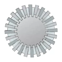 Northlight 25.5" Silver Aztec Sunburst Round Wall Mirror
