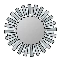 Northlight 25.5" Matte Black Aztec Sunburst Round Wall Mirror