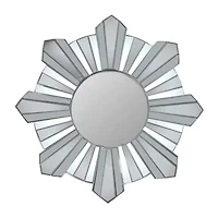 Northlight 25" Silver Matte Sunburst Wave Glass Round Wall Mirror