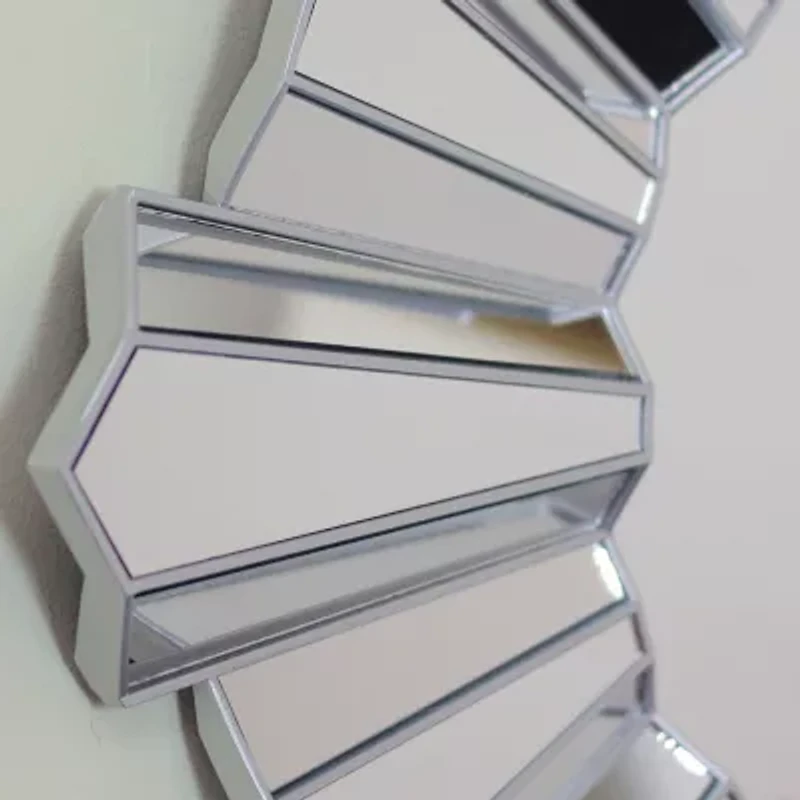 Northlight 25" Silver Matte Sunburst Wave Glass Round Wall Mirror