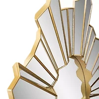 Northlight 25" Shiny Gold Sunburst Wave Glass Round Wall Mirror