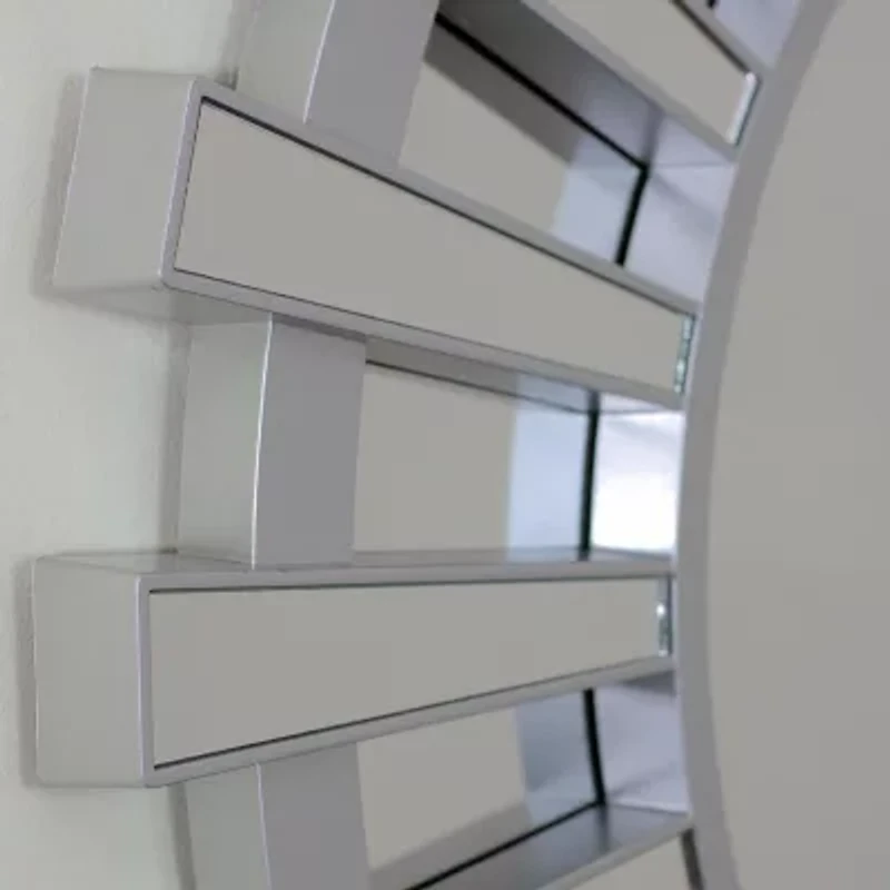 Northlight 25.5" Matte Silver Sunburst Wall Mirror