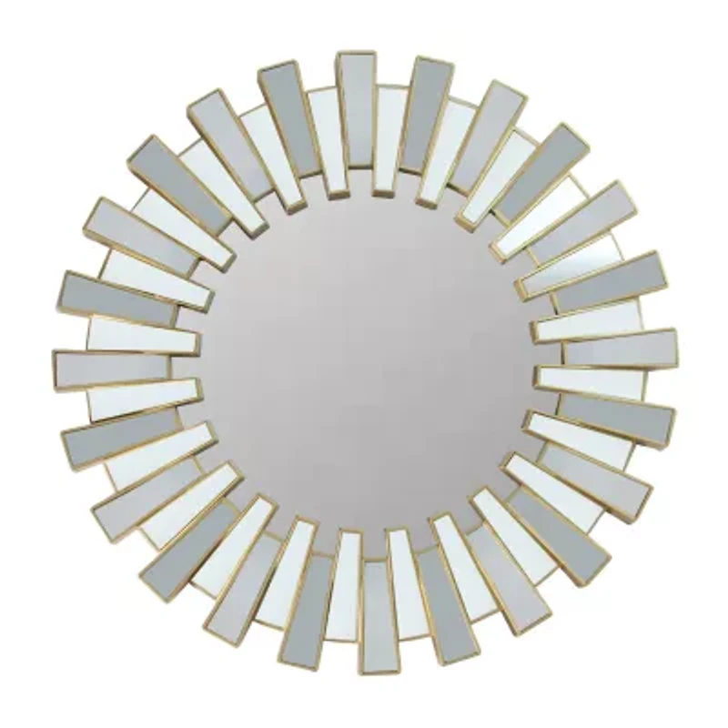 Northlight 25.5" Aztec Sunburst Matte Gold Round Wall Mirror