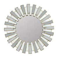 Northlight 25.5" Aztec Sunburst Matte Gold Round Wall Mirror