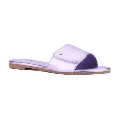 New York & Company Womens Adelle Adjustable Strap Flat Sandals