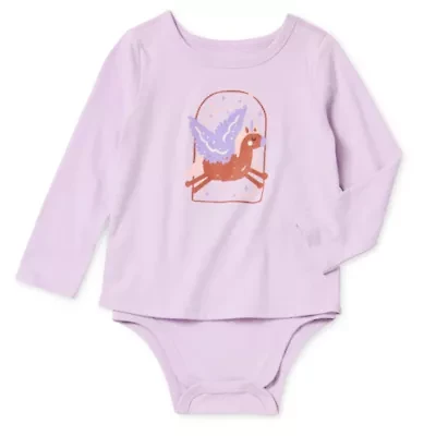 Okie Dokie Toddler Girls Adaptive U Neck Long Sleeve Bodysuit