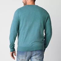 St. John's Bay Fine Gauge Mens V Neck Long Sleeve Pullover Sweater