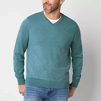 St. John's Bay Fine Gauge Mens V Neck Long Sleeve Pullover Sweater