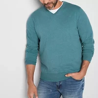 St. John's Bay Fine Gauge Mens V Neck Long Sleeve Pullover Sweater