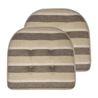 Sweet Home Collection™ Bradford Striped U Shaped Memory Foam 17" x 16" Chair Cushion