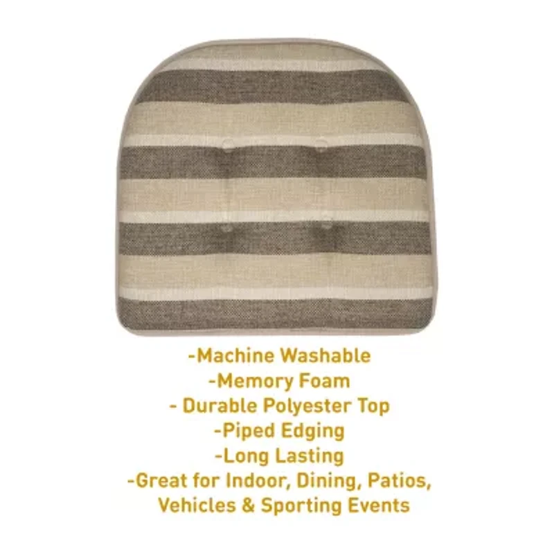 Sweet Home Collection™ Bradford Striped U Shaped Memory Foam 17" x 16" Chair Cushion