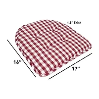 Sweet Home Collection™ Checkered Buffalo Check U Shaped Memory Foam 17" x 16" Chair Cushions