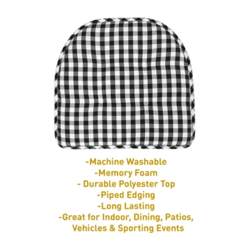 Sweet Home Collection™ Checkered Buffalo Check U Shaped Memory Foam 17" x 16" Chair Cushions