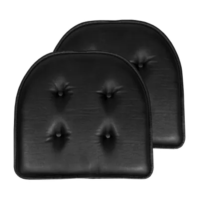 Sweet Home Collection™ U-Shape Faux Leather No Slip Memory Foam Chair Cushion 16" x 17"