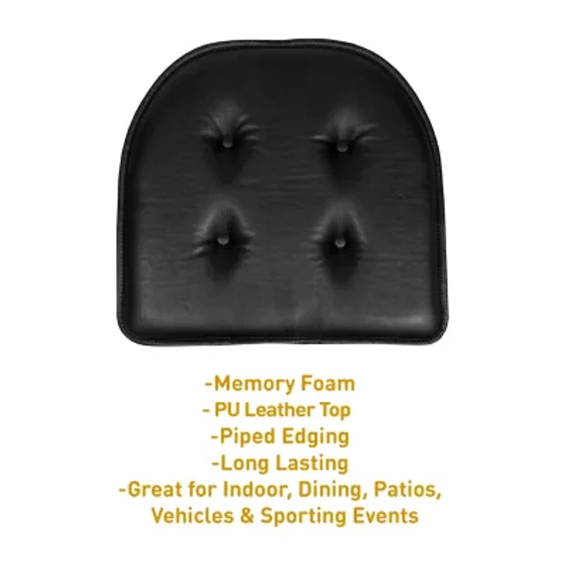 Sweet Home Collection™ U-Shape Faux Leather No Slip Memory Foam Chair Cushion 16" x 17"