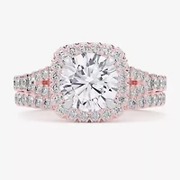 G-H / Si1-Si2) Womens / CT. T.W. Lab Grown White Diamond 14K Gold Round Side Stone Halo Bridal Set