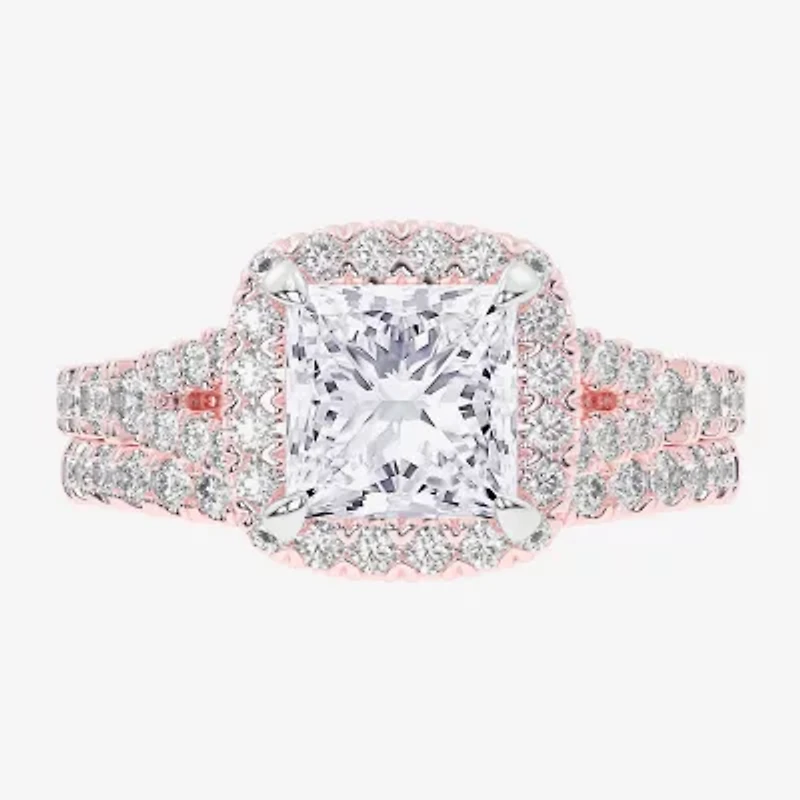 G-H / Si1-Si2) Womens / CT. T.W. Lab Grown White Diamond 14K Gold Side Stone Halo Bridal Set