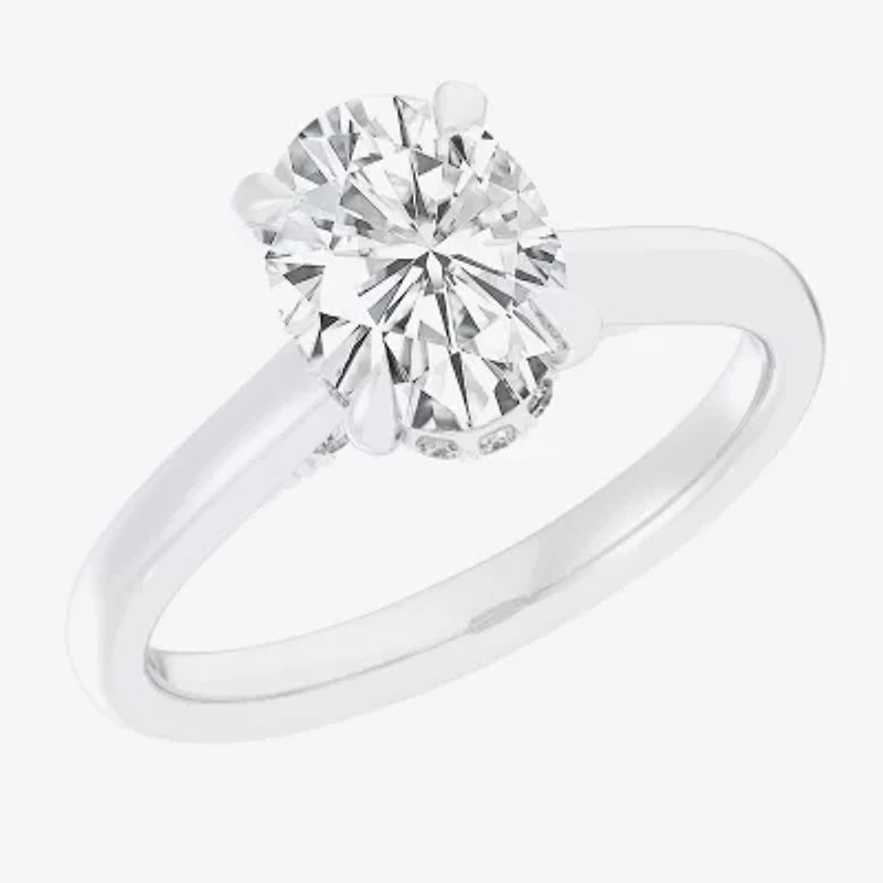 (G-H / Si1-Si2) Womens 1 1/7 CT. T.W. Lab Grown White Diamond 14K Gold Oval Solitaire Engagement Ring