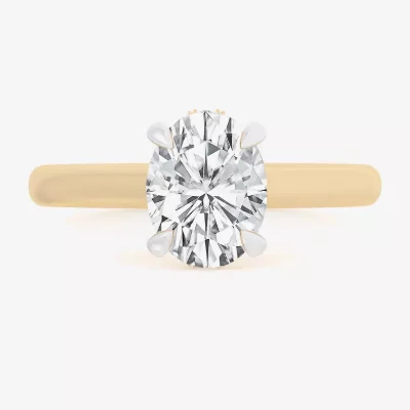 (G-H / Si1-Si2) Womens 1 1/7 CT. T.W. Lab Grown White Diamond 14K Gold Oval Solitaire Engagement Ring