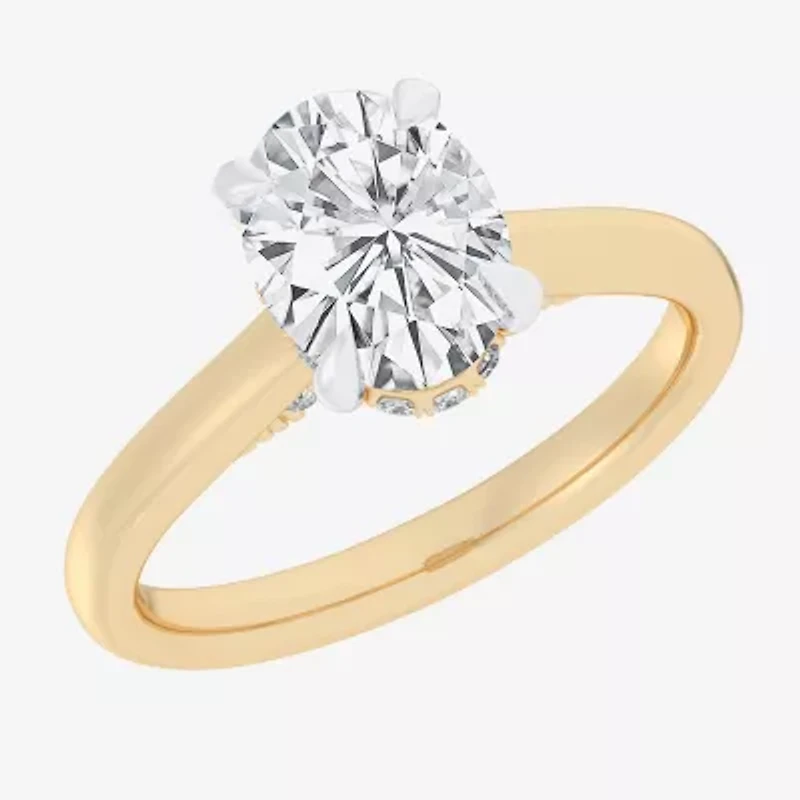 (G-H / Si1-Si2) Womens 1 1/7 CT. T.W. Lab Grown White Diamond 14K Gold Oval Solitaire Engagement Ring