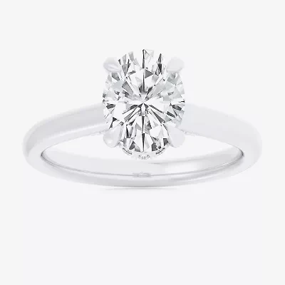 (G-H / Si1-Si2) Womens 3 1/4 CT. T.W. Lab Grown White Diamond 14K Gold Oval Solitaire Engagement Ring