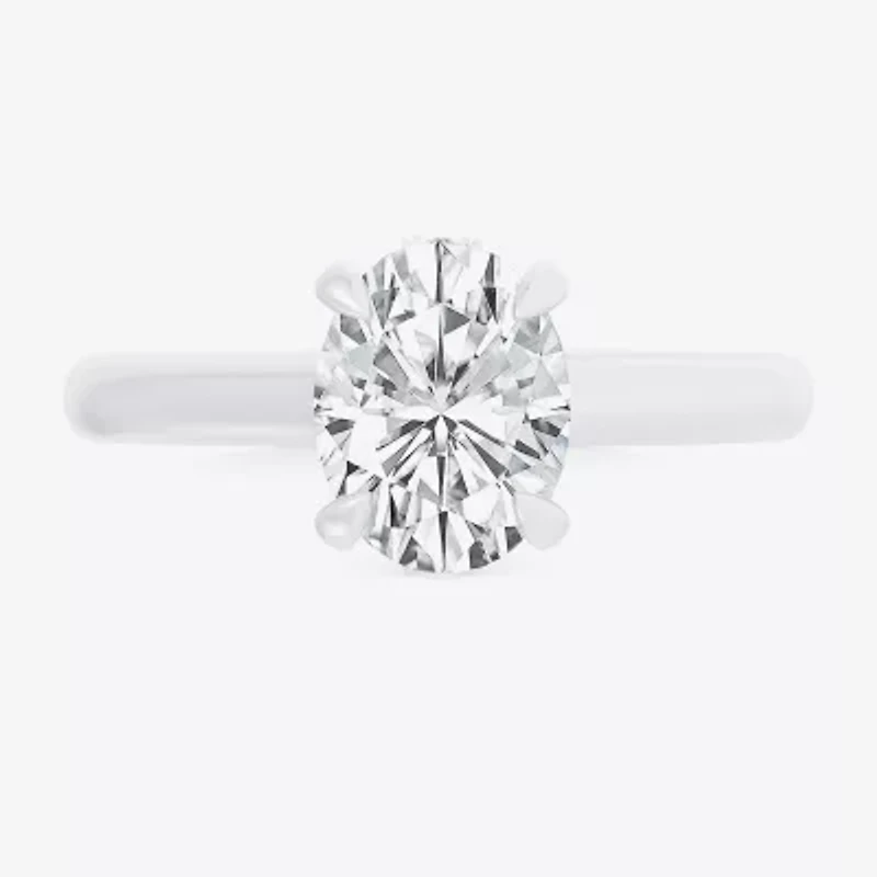 (G-H / Si1-Si2) Womens 3 1/4 CT. T.W. Lab Grown White Diamond 14K Gold Oval Solitaire Engagement Ring