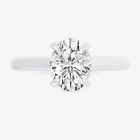 (G-H / Si1-Si2) Womens 3 1/4 CT. T.W. Lab Grown White Diamond 14K Gold Oval Solitaire Engagement Ring