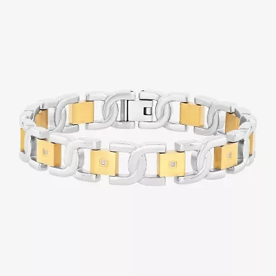 Mens 1/10 CT. T.W. White Diamond Stainless Steel Wrap Bracelet