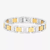 Mens 1/10 CT. T.W. White Diamond Stainless Steel Wrap Bracelet