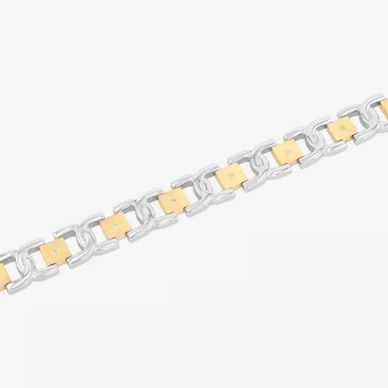 Mens 1/10 CT. T.W. White Diamond Stainless Steel Wrap Bracelet
