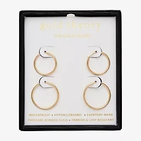 Gold Theory Womens Round 2 Pair Earring Set