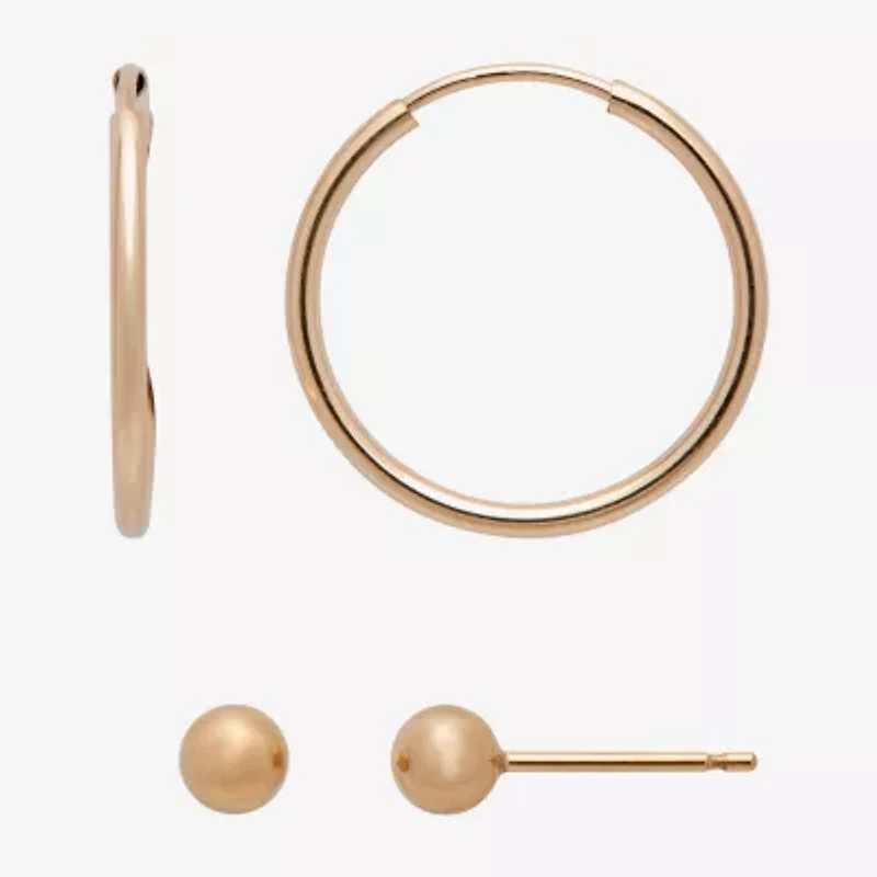 Gold Theory Womens Round Pair Earring Set