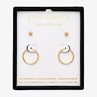 Gold Theory Womens Round Pair Earring Set