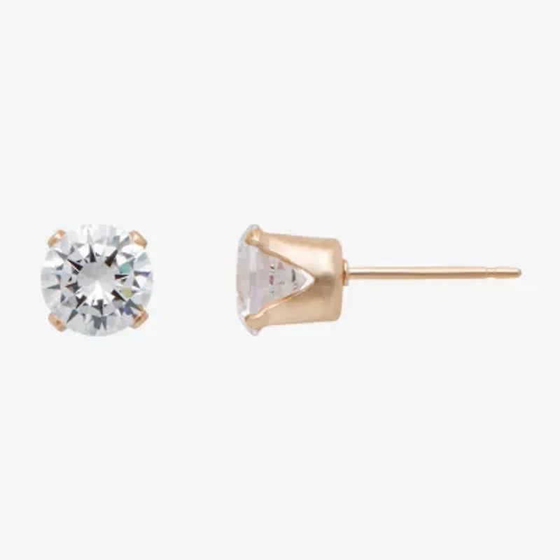 Gold Theory Womens Cubic Zirconia Round 3 Pair Earring Set