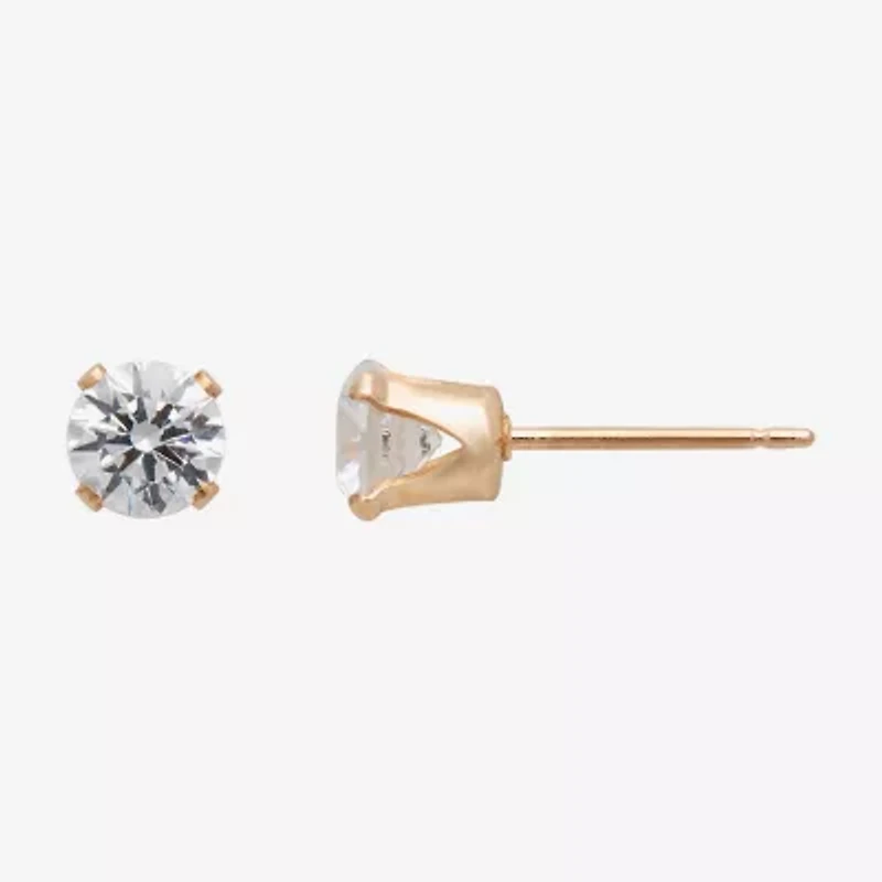 Gold Theory Womens Cubic Zirconia Round 3 Pair Earring Set