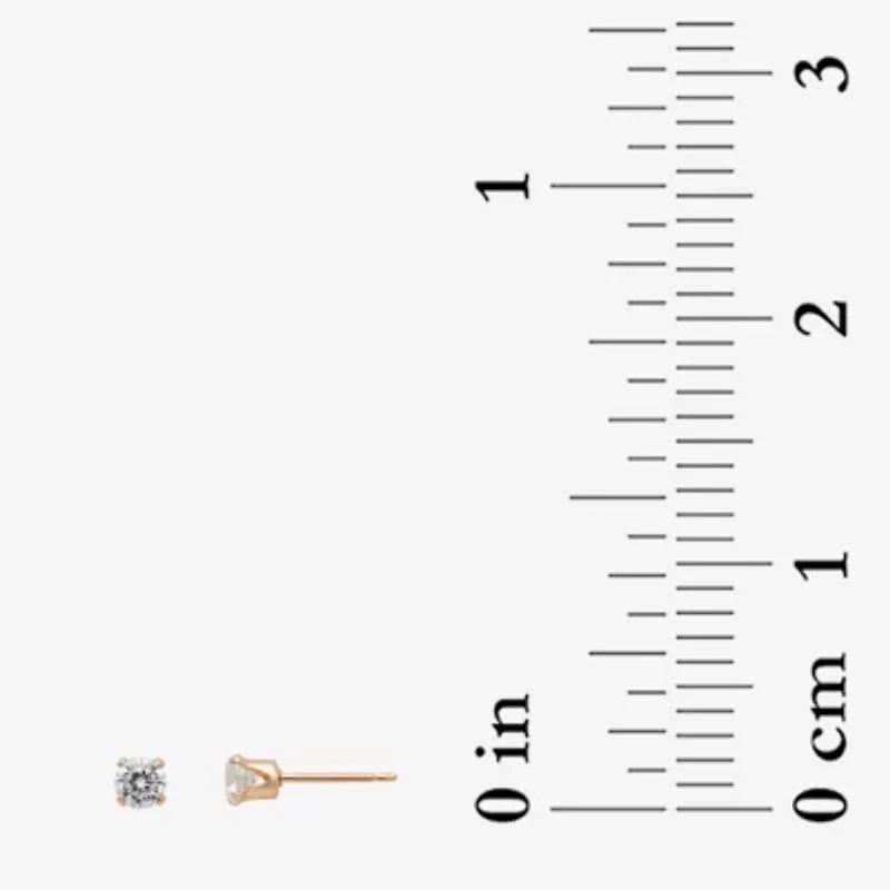 Gold Theory Womens Cubic Zirconia Round 3 Pair Earring Set