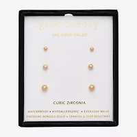 Gold Theory Womens Round 3 Pair Earring Set