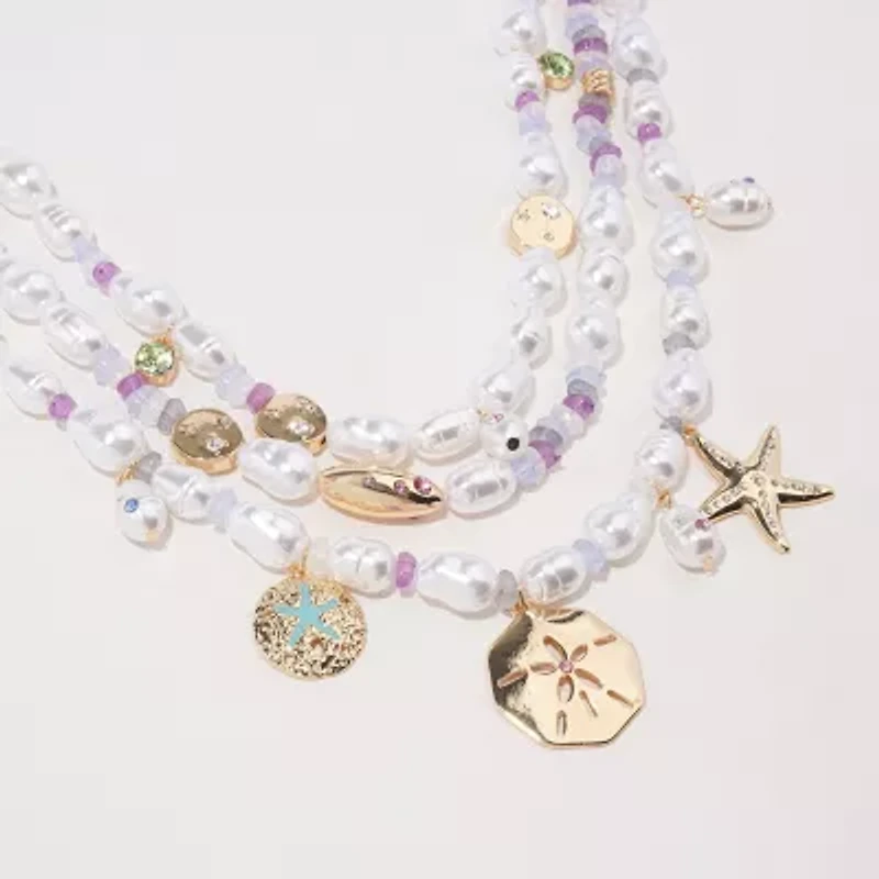 Bijoux Bar Gold Tone Shells Womens 18 Inch Strand Necklace