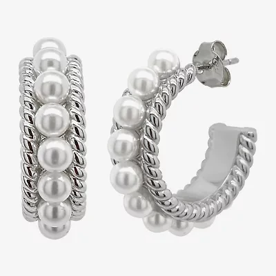 Sparkle Allure Womens White Simulated Pearl 26mm Hypoallergenic Hoop Earrings