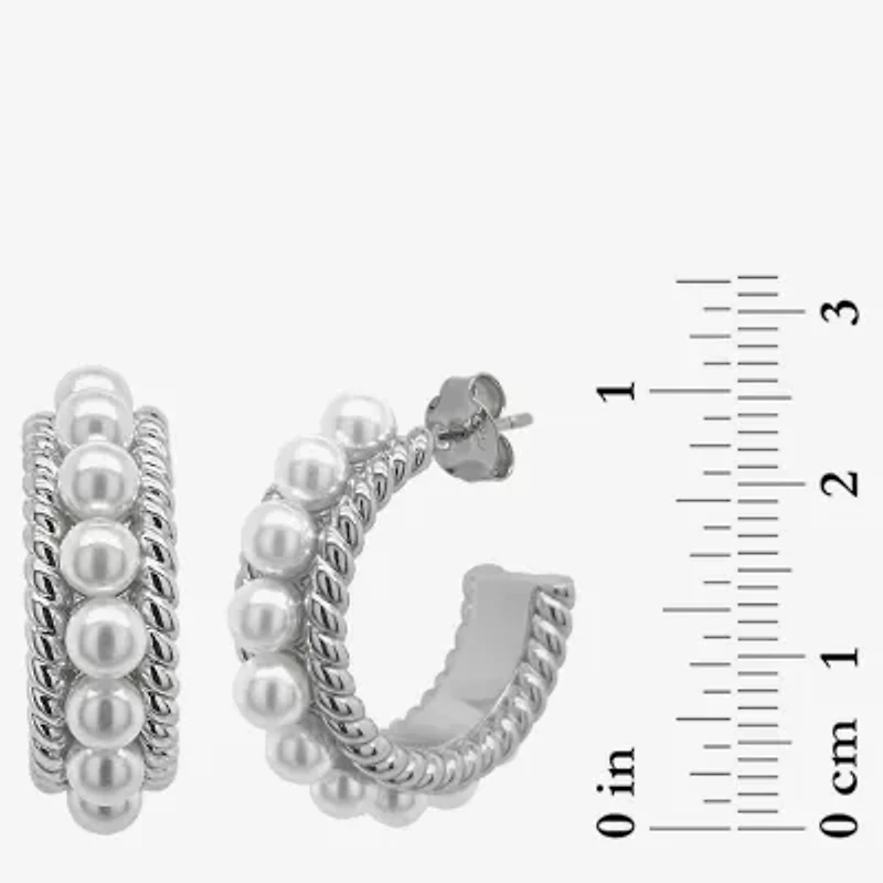 Sparkle Allure Womens White Simulated Pearl 26mm Hypoallergenic Hoop Earrings