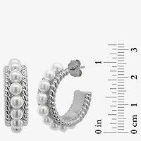 Sparkle Allure Womens White Simulated Pearl 26mm Hypoallergenic Hoop Earrings