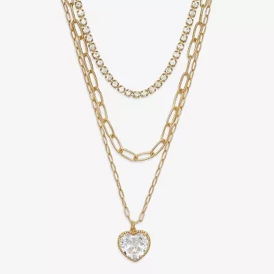Mixit Womens Cubic Zirconia Hypoallergenic 21 Inch Strand Necklace