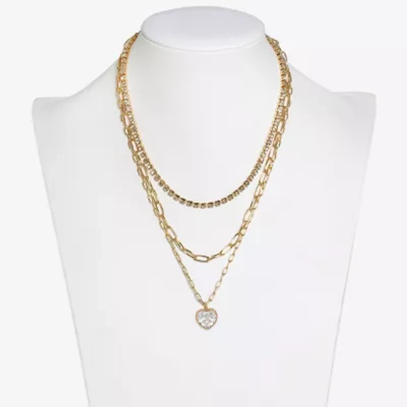 Mixit Womens Cubic Zirconia Hypoallergenic 21 Inch Strand Necklace