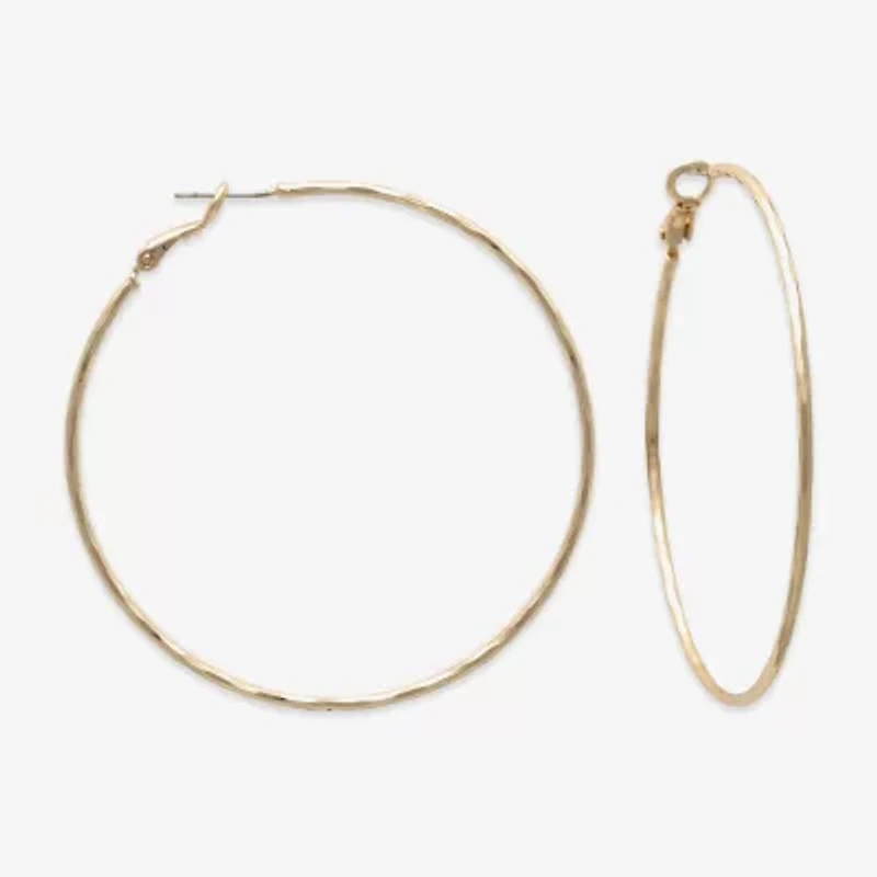 Bold Elements Gold Tone Womens 2.3mm Hoop Earrings