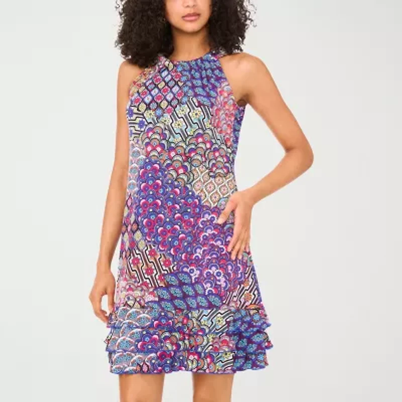 MSK Womens Sleeveless Abstract Shift Dress